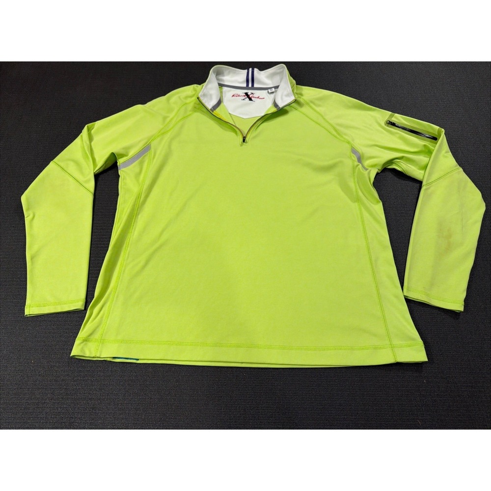 Robert Graham Pullover Mens XL‎ 1/4 Zip Long Sleeve Golf Tailored Fit Neon Green
